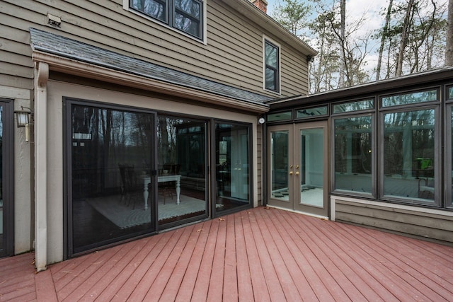 wooden deck with french doors