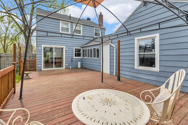 wooden deck featuring fence