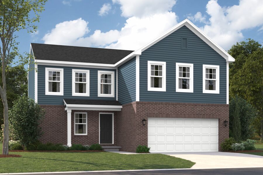14181 Old Oak Trl, Van Buren, MI 48111 - traditional-style house with a garage, a front yard, driveway, and brick siding