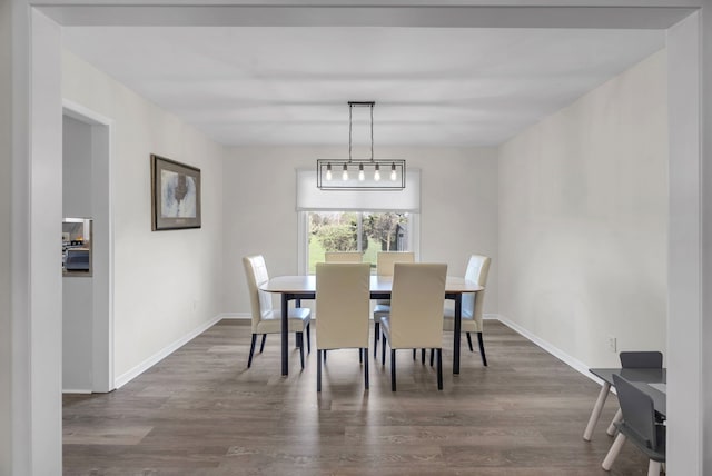 dining area featuring baseboards and dark wood-style floors