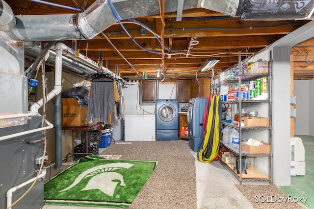 view of unfinished basement