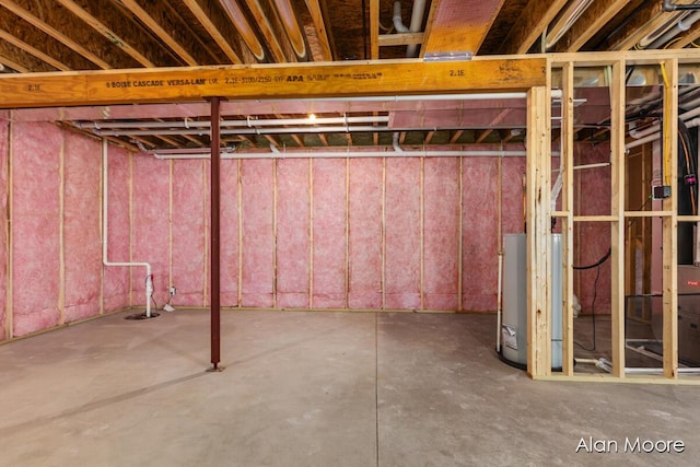 unfinished below grade area with water heater