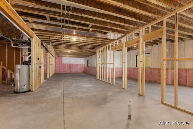 basement with gas water heater