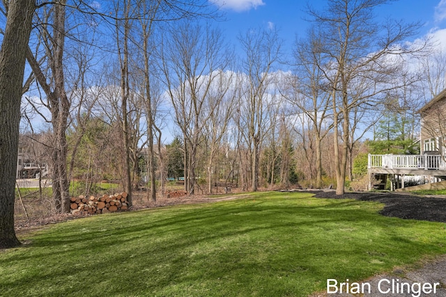 view of yard featuring a deck