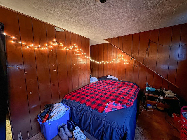 50002 M 51 N, Dowagiac, MI 49047 - carpeted bedroom featuring a textured ceiling and wood walls
