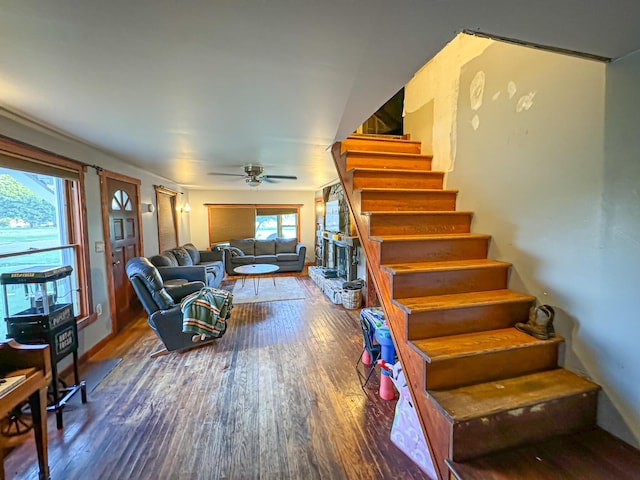 50002 M 51 N, Dowagiac, MI 49047 - staircase with ceiling fan and wood finished floors