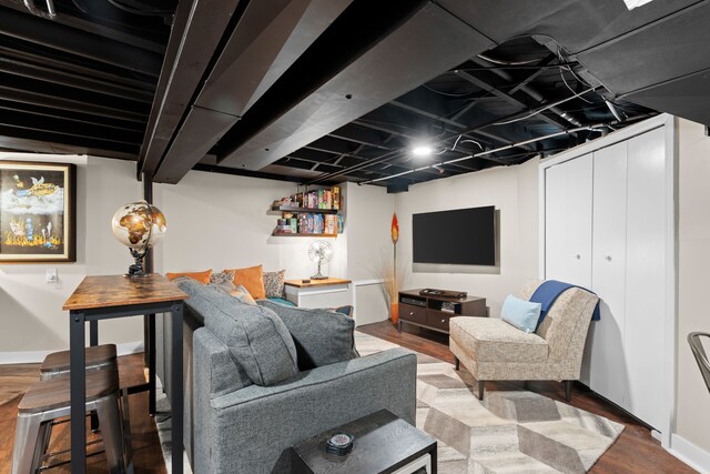 living room with wood finished floors