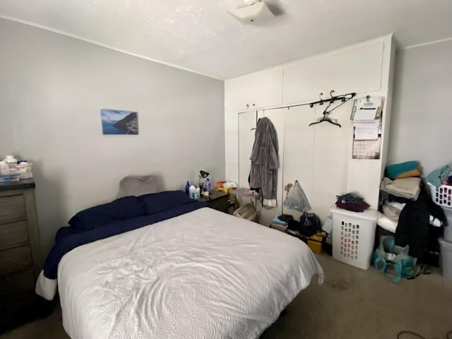 carpeted bedroom with a closet