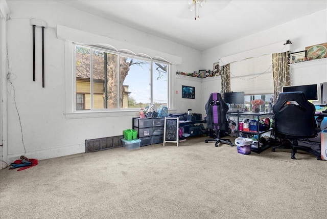 view of carpeted home office