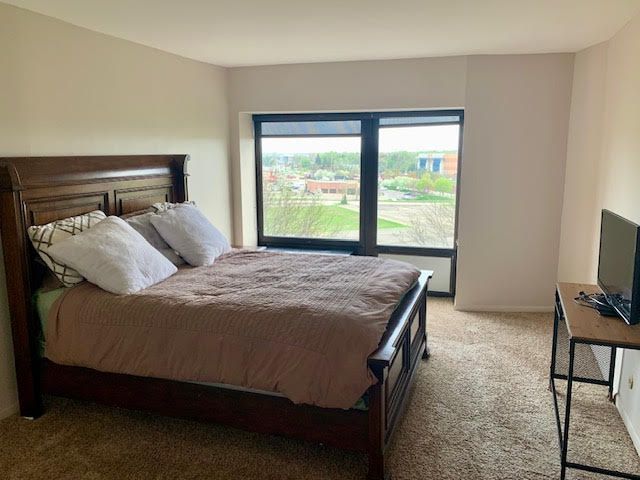 5000 Town Ctr Unit 706, Southfield, MI 48075 - bedroom with light colored carpet and baseboards
