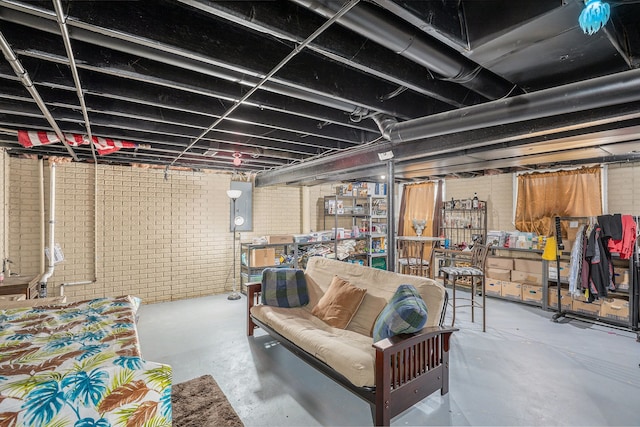 5184 Denwood St, Waterford, MI 48327 - unfinished below grade area with brick wall