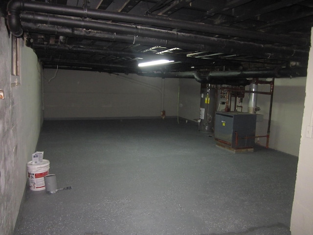 below grade area with gas water heater