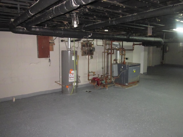 unfinished below grade area with water heater
