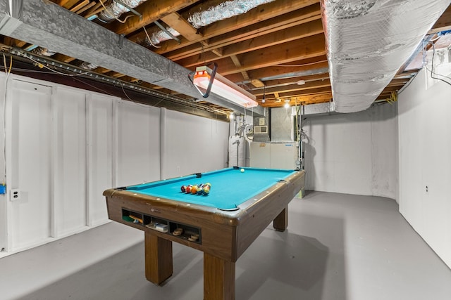 rec room featuring concrete flooring and billiards