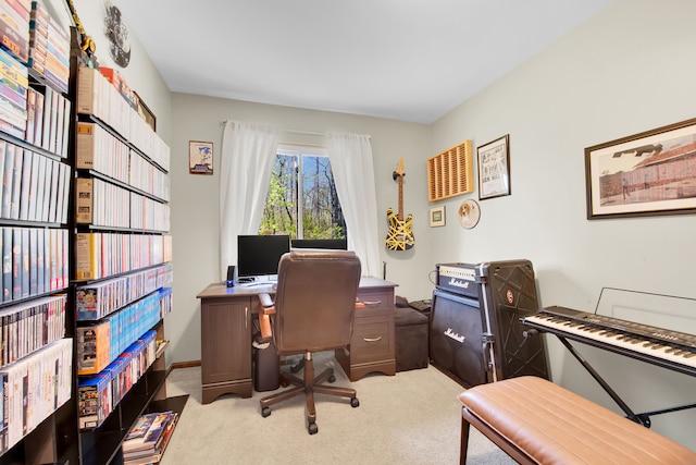 view of carpeted office space