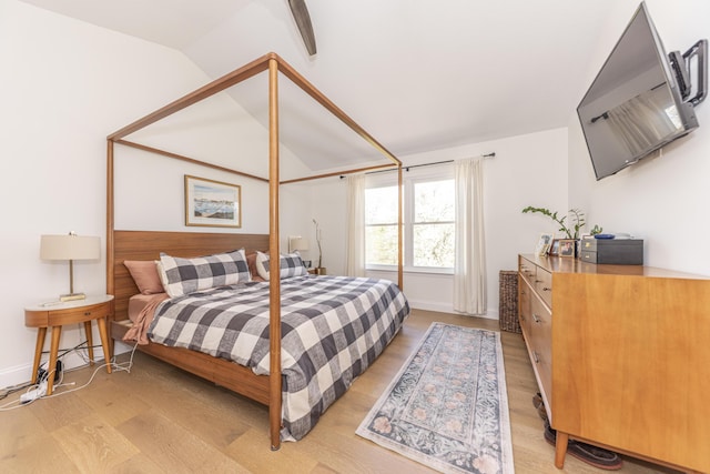 3941 Steamboat Ct, Ann Arbor, MI 48108 - bedroom featuring baseboards, vaulted ceiling, and light wood-style floors