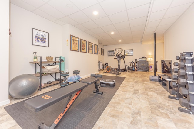 3941 Steamboat Ct, Ann Arbor, MI 48108 - exercise area with baseboards, recessed lighting, and a paneled ceiling