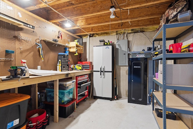 storage room with electric panel