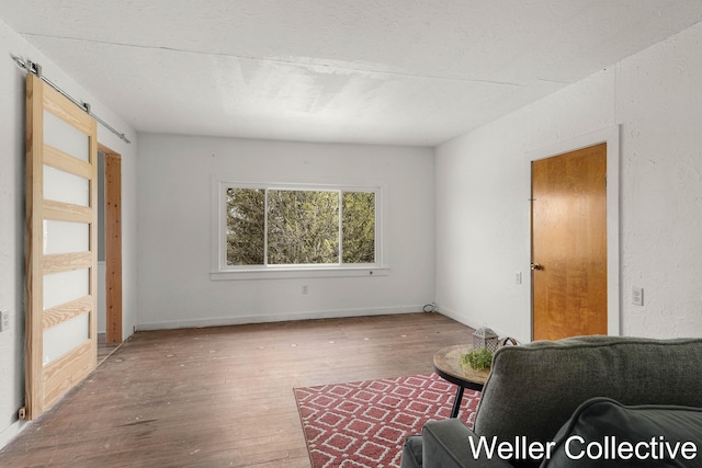 living area with wood-type flooring