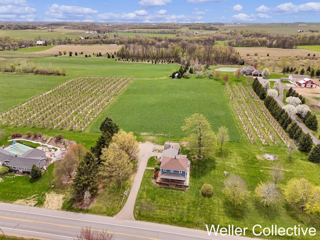 drone / aerial view with a rural view
