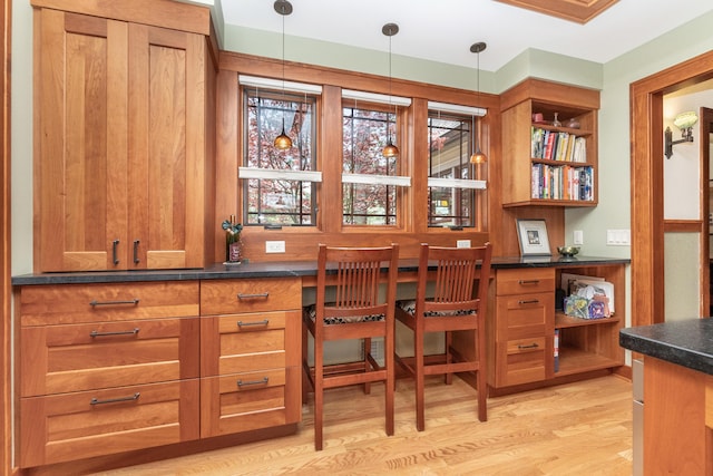 home office featuring light wood-type flooring