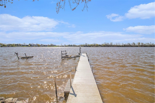 dock area featuring a water view and boat lift