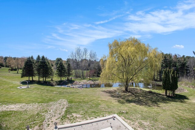 3121 Grace Rd, Frankfort, MI 49635 - view of grassy yard featuring a water view and a wooded view