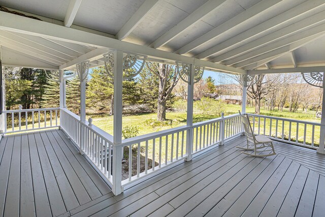 3121 Grace Rd, Frankfort, MI 49635 - deck featuring a yard and a porch