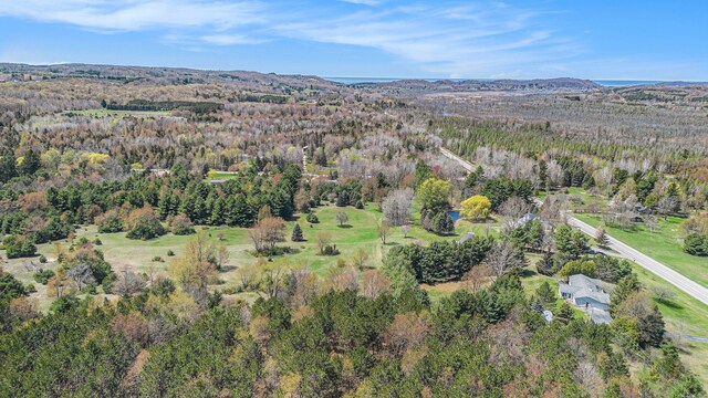 3121 Grace Rd, Frankfort, MI 49635 - aerial overview of property's location with a heavily wooded area