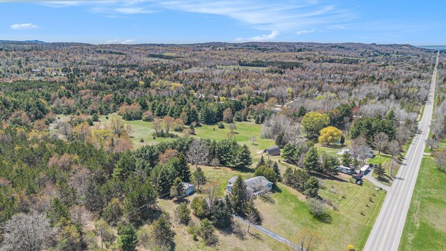 3121 Grace Rd, Frankfort, MI 49635 - aerial view of property and surrounding area featuring a forest
