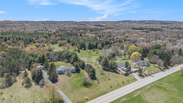3121 Grace Rd, Frankfort, MI 49635 - aerial overview of property's location featuring a forest