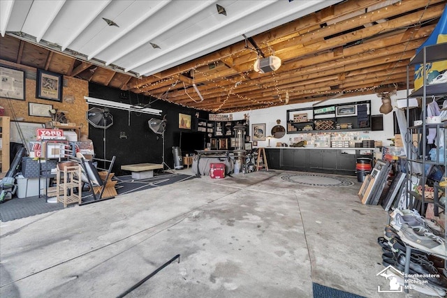 garage with a garage door opener