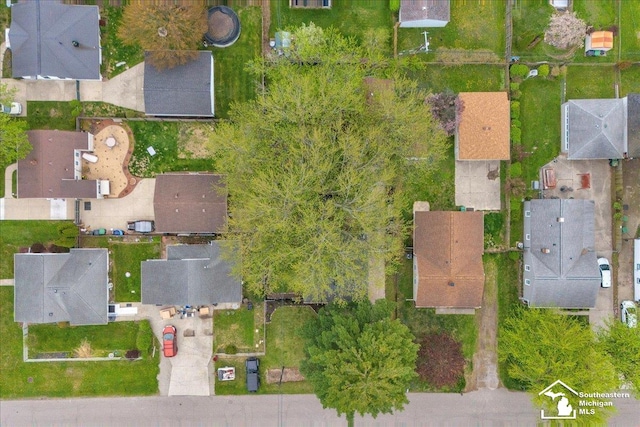 bird's eye view featuring a residential view