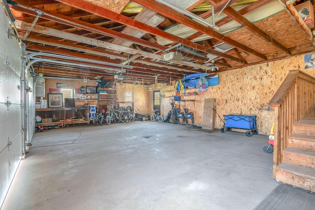 garage with a garage door opener