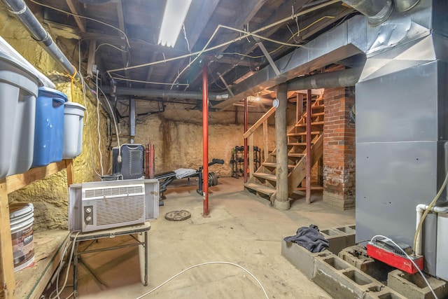 view of unfinished basement