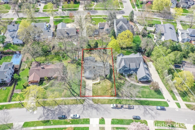 aerial view featuring a residential view