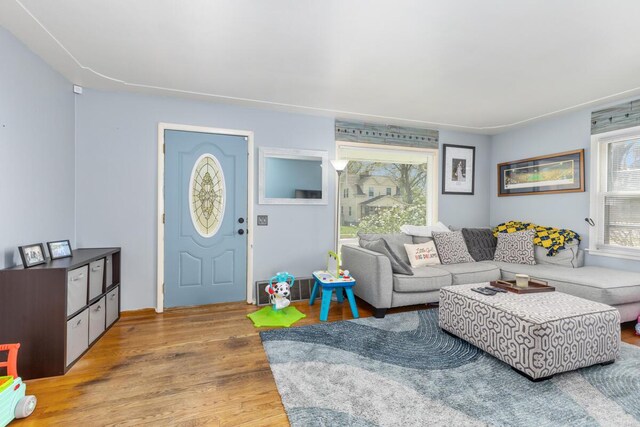 living area featuring wood finished floors