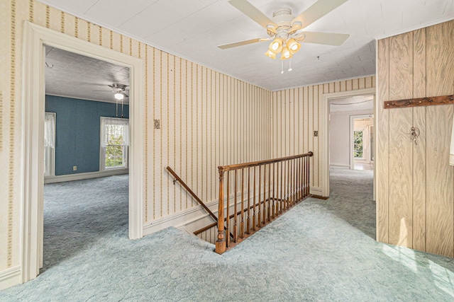 310 E Unadilla St, Pinckney, MI 48169 - corridor with crown molding, carpet floors, and an upstairs landing