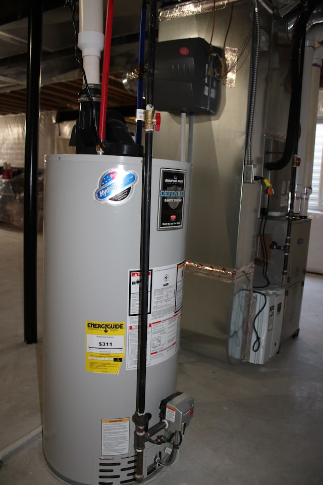 utility room with gas water heater