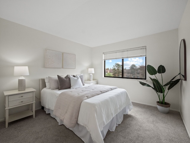 bedroom with carpet floors and baseboards