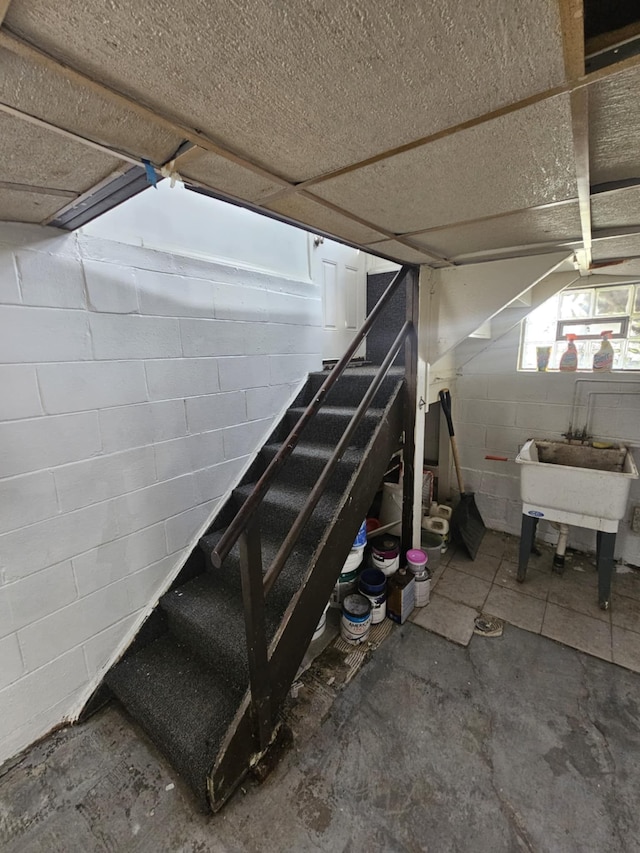 4010 Stolzenfeld Ave, Warren, MI 48091 - below grade area featuring concrete block wall and stairway