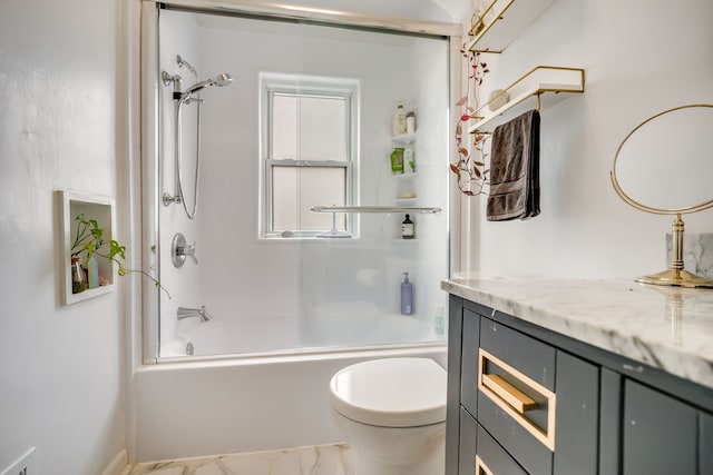 1343 Northway St, Ferndale, MI 48220 - full bathroom with vanity, bathtub / shower combination, toilet, and marble finish floor