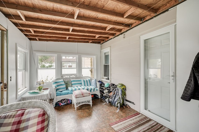 1343 Northway St, Ferndale, MI 48220 - sunroom featuring beamed ceiling