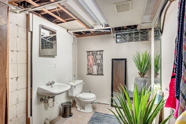 1343 Northway St, Ferndale, MI 48220 - half bathroom featuring toilet, tile patterned floors, visible vents, and a sink