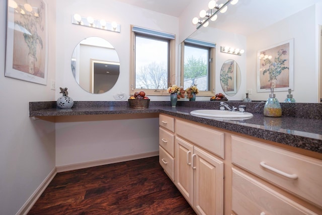 bathroom featuring wood finished floors and vanity