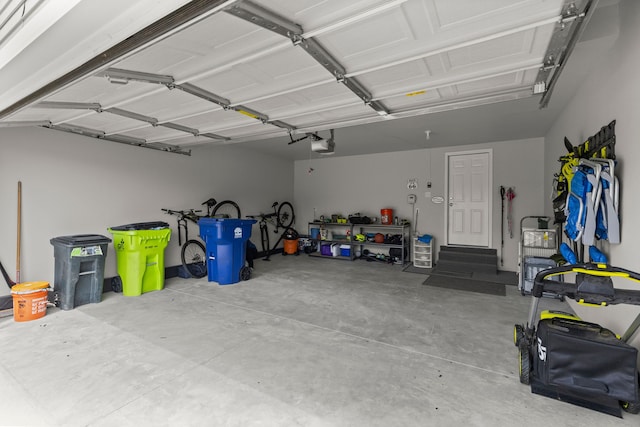 garage with a garage door opener