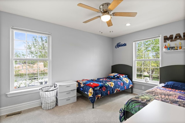 7891 Robindale Ave, Dearborn Heights, MI 48127 - bedroom featuring carpet, baseboards, a ceiling fan, and recessed lighting