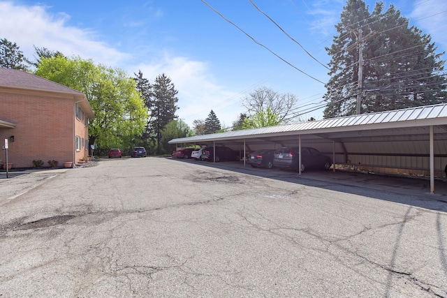 view of covered parking lot