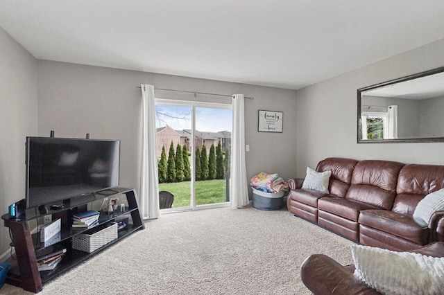 view of carpeted living area