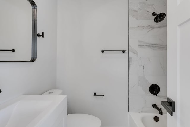 full bathroom featuring vanity, toilet, and shower / washtub combination